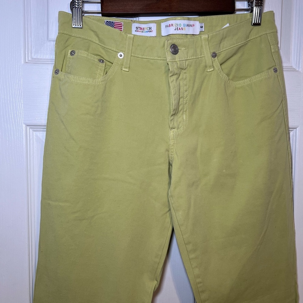 Fabrizio Gianni Lime Green Straight-Leg Pants Size 6 - Picture 3 of 13